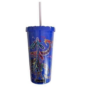 Vera Bradley Blue French Paisley Double Wall 20 oz Tumbler With Straw NWOT